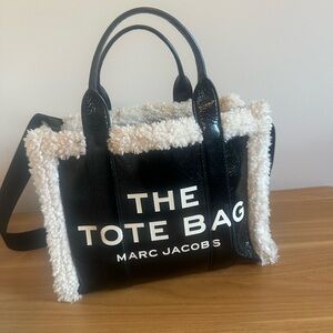 Marc Jacobs Black and Cream Shearling Tote